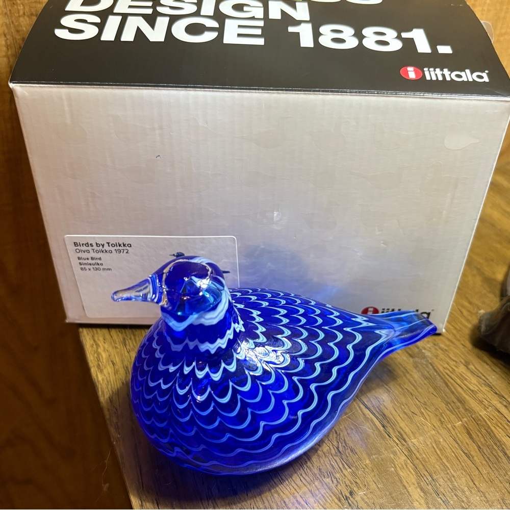 IITTALA Toikko Glass Blue Bird, Handblown